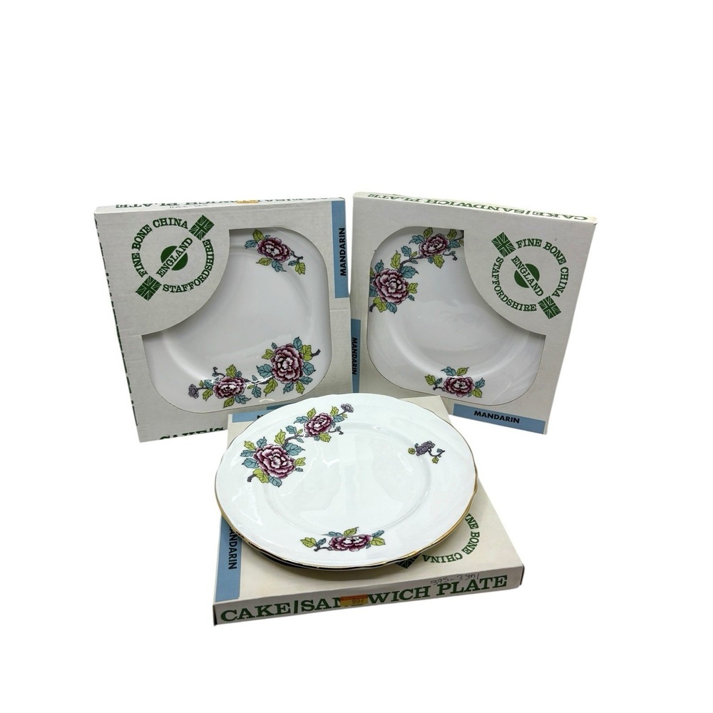 Vintage Fine Bone China Staffordshire England "Mandarin " 3 Set/ Box